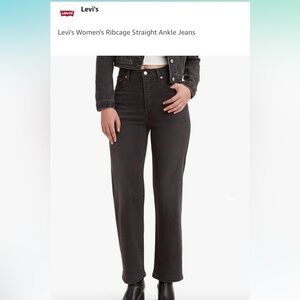 Levi's Women's Ribcage Straight Ankle Jeans, colour Black Rinse, size W2…